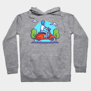 Man Riding Scooter Cartoon Vector Icon Illustration Hoodie